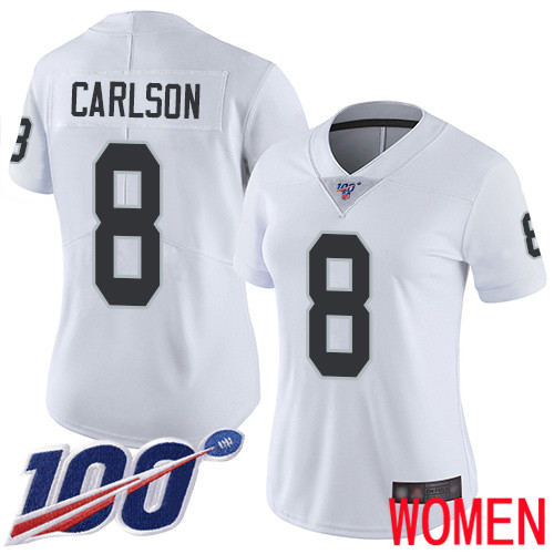 Oakland Raiders Limited White Women Daniel Carlson Road Jersey NFL Football #8 100th Season Vapor Jersey->women nfl jersey->Women Jersey